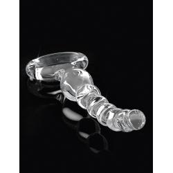 Icicles No. 67 - gömbös üveg dildó fogógyűrűvel (áttetsző)