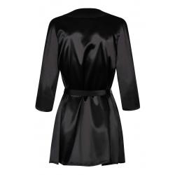 / Obsessive Satinia Robe - rövid szatén köntös tangával (fekete)