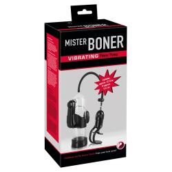 Mister Boner Vibrating - vibrációs péniszpumpa (áttetsző-fekete)