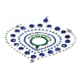 Csillogó gyémántok intim ékszer szett - 3 részes (zöld-kék)