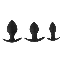 Black Velvet - szilikon anál dildó szett (3 részes) - fekete