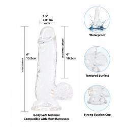 Addiction Crystal - talpas, herés dildó (áttetsző) - 15cm