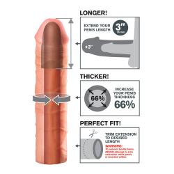X-TENSION Mega 3 - élethű péniszköpeny (22,8cm) - natúr