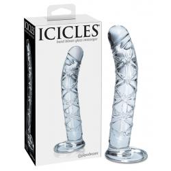 Icicles No. 60 - hálós, péniszes üveg dildó (áttetsző)