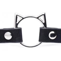 Master Series Kinky Kitty - nyakörv cica fej karikával (fekete)