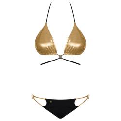 / Obsessive Goldivia - fényes, nyakpántos bikini (arany-fekete)