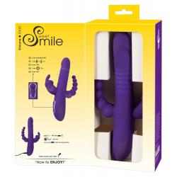 SMILE Triple - akkus, tripla karos, forgó-lökő vibrátor (lila)