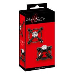 Bad Kitty - csavaros mellbimbó ékszer (strasszköves) - fekete