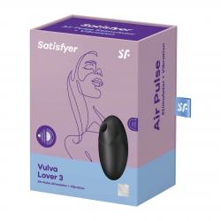 Satisfyer Vulva Lover 3 - akkus, léghullámos csiklóizgató (fekete)
