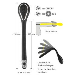 Penis Plug Dilator - akkus húgycsővibrátor (0,6-1,1cm) - fekete