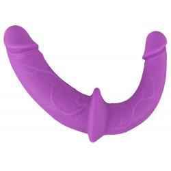 SMILE - felcsatolható dupla dildó alsóval (lila-fekete)