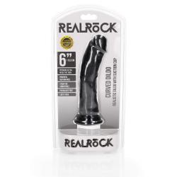 RealRock - tapadótalpas realisztikus dildó - 15,5cm (fekete)