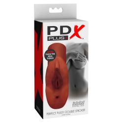 PDX Double Stroker - 2in1 élethű maszturbátor (barna)