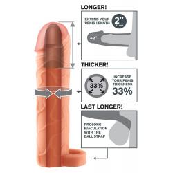 X-TENSION Perfect 2 - heregyűrűs péniszköpeny (19cm) - natúr