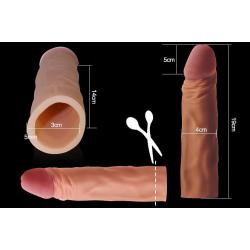 Lovetoy Pleasure X-tender - péniszköpeny - 19cm (natúr)