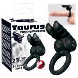 You2Toys - Taurus - dupla-motoros, vibrációs péniszgyűrű (fekete)
